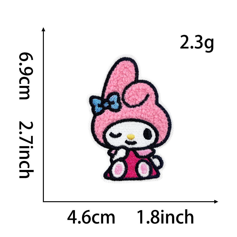 Cute Sanrio Iron On Embroidery Patches 15Pcs, Kawaii My Melody Kuromi Cinnamoroll Pompompurin Pochacco Chenille Appliques, Cartoon Character Badges for Clothing Backpack Jackets Hats DIY Craft Decor