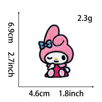 Cute Sanrio Iron On Embroidery Patches 15Pcs, Kawaii My Melody Kuromi Cinnamoroll Pompompurin Pochacco Chenille Appliques, Cartoon Character Badges for Clothing Backpack Jackets Hats DIY Craft Decor