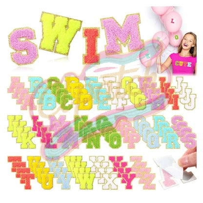 26 polychrome letters chenille embroidered patch with gold edge - Clpatch