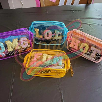 26 polychrome letters chenille embroidered patch with gold edge - Clpatch