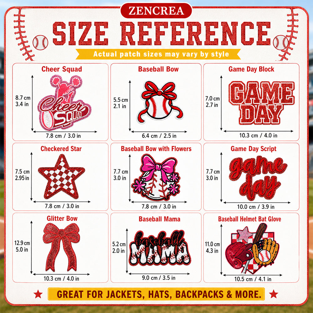 Baseball Mama Iron On Patches 15Pcs Red