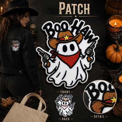 Witchy Halloween Iron On Embroidery Patches, Spooky Ghost Pumpkin Skull Haunted House Applique, Gothic Sew On Patch for Jacket Backpack Hat, Cute Western Ghost Decorative Badge