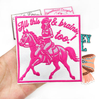 5Pcs Western Cowgirl Iron On Patches Set, Texas, Whiskey Girl, Rodeo Bow Embroidery Appliques, Country Sew On Patches for Jacket, Denim, Hats, Backpacks DIY Decor