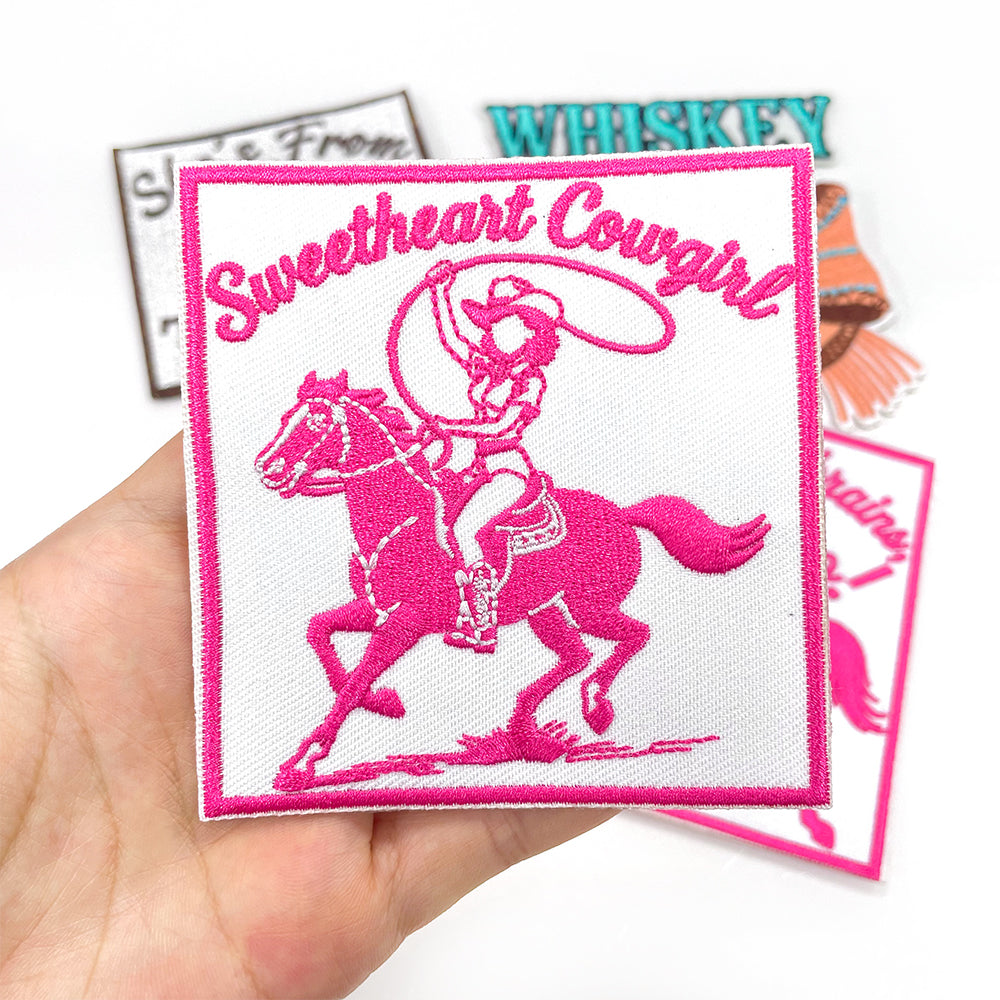 5Pcs Western Cowgirl Iron On Patches Set, Texas, Whiskey Girl, Rodeo Bow Embroidery Appliques, Country Sew On Patches for Jacket, Denim, Hats, Backpacks DIY Decor