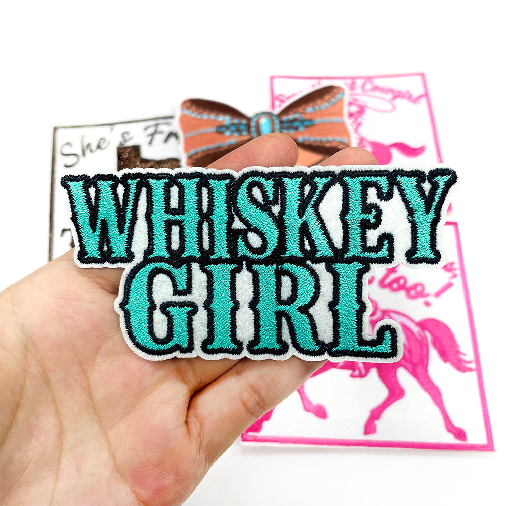 5Pcs Western Cowgirl Iron On Patches Set, Texas, Whiskey Girl, Rodeo Bow Embroidery Appliques, Country Sew On Patches for Jacket, Denim, Hats, Backpacks DIY Decor