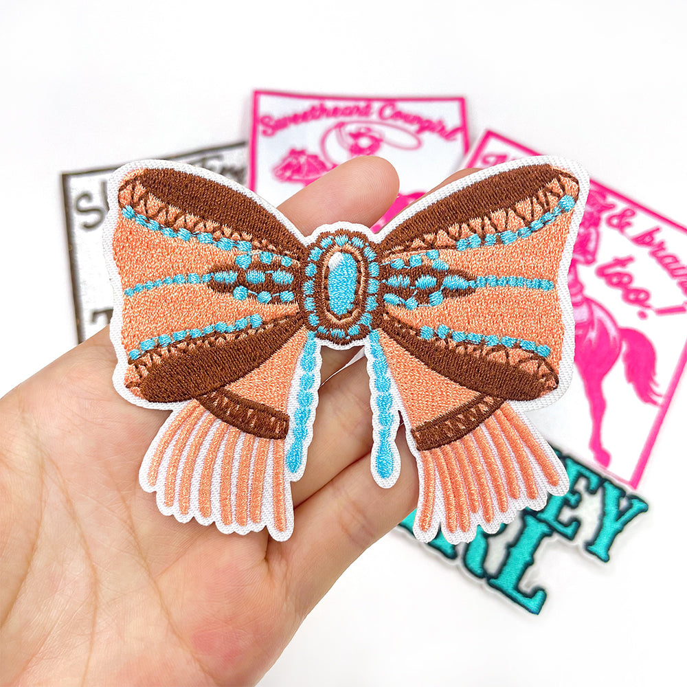 5Pcs Western Cowgirl Iron On Patches Set, Texas, Whiskey Girl, Rodeo Bow Embroidery Appliques, Country Sew On Patches for Jacket, Denim, Hats, Backpacks DIY Decor