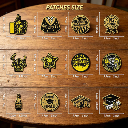 12Pcs Graduation Embroidered Iron-On Patches