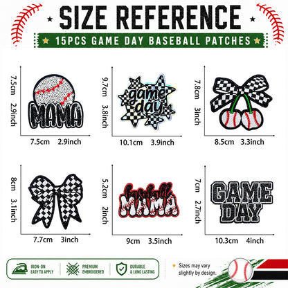 Baseball Patches 15 Pcs
