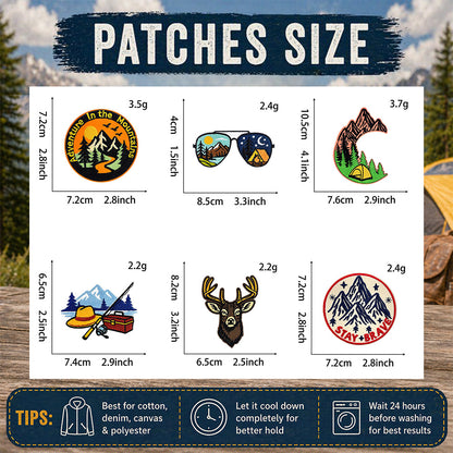 13Pcs Outdoor Patches Themed Mountain & Camping Iron On Patches