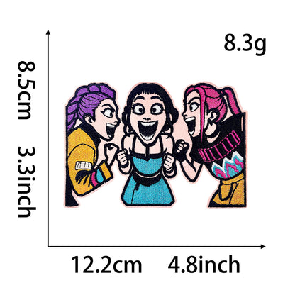 Anime Witch Hunt Girls Embroidery Patch, Dark Gothic Magic Letter Iron On Patches, Aesthetic Cartoon DIY Decorative Sticker for Clothes Backpack Bag