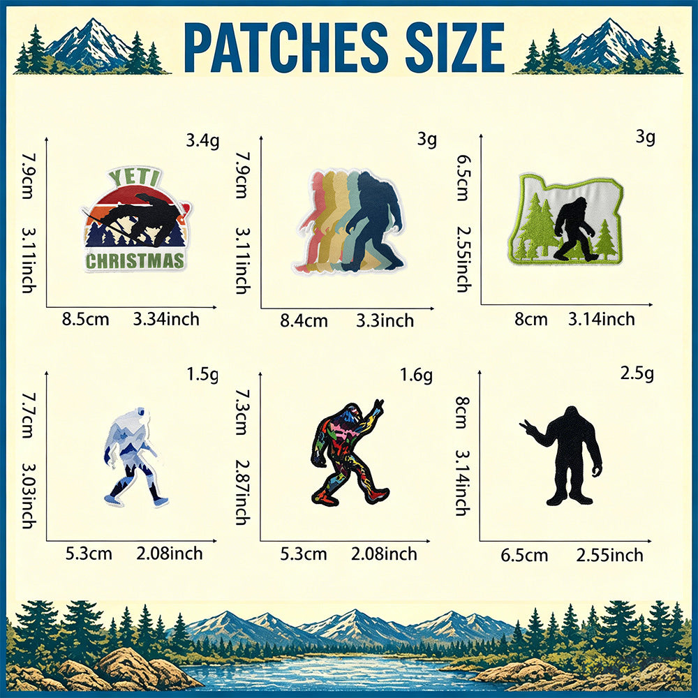 14Pcs Bigfoot Iron-On Patches