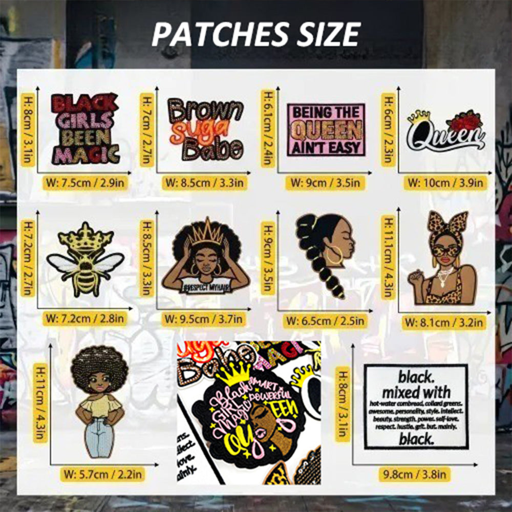11Pcs Black Girl Iron-On Patches
