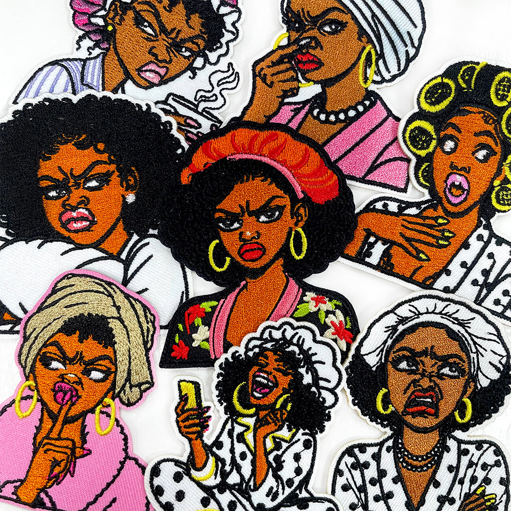 Black Women Iron On Embroidery Patches 12Pcs, Afro Girl Slogan Appliques, Embroidered Badges with That Girl, Black AF for Clothing, Backpacks, Jackets & Phone Cases, DIY Craft Decor