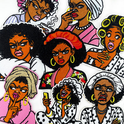 Black Women Iron On Embroidery Patches 12Pcs, Afro Girl Slogan Appliques, Embroidered Badges with That Girl, Black AF for Clothing, Backpacks, Jackets & Phone Cases, DIY Craft Decor