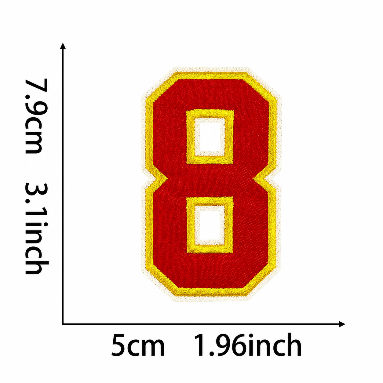 Varsity Number 0 Iron On Patch, Red Gold Double Border Sport Digit Embroidery Applique, 3.1 Inch Letter Patch for Jersey, Jacket, Backpack, Sports Uniform DIY Decor