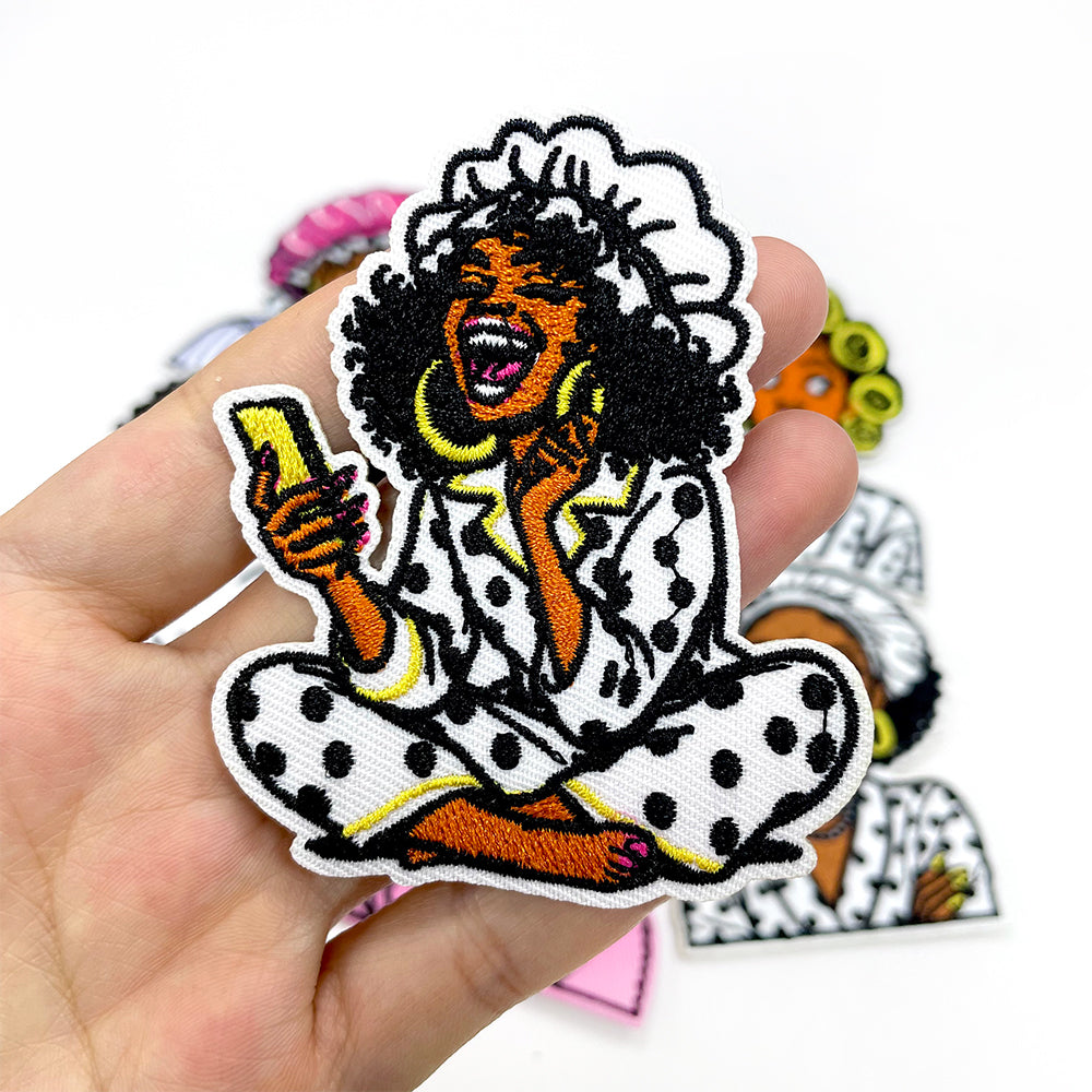 Black Women Iron On Embroidery Patches 12Pcs, Afro Girl Slogan Appliques, Embroidered Badges with That Girl, Black AF for Clothing, Backpacks, Jackets & Phone Cases, DIY Craft Decor