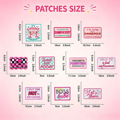 Patches Funny Words 10 Pcs Preppy Style Set