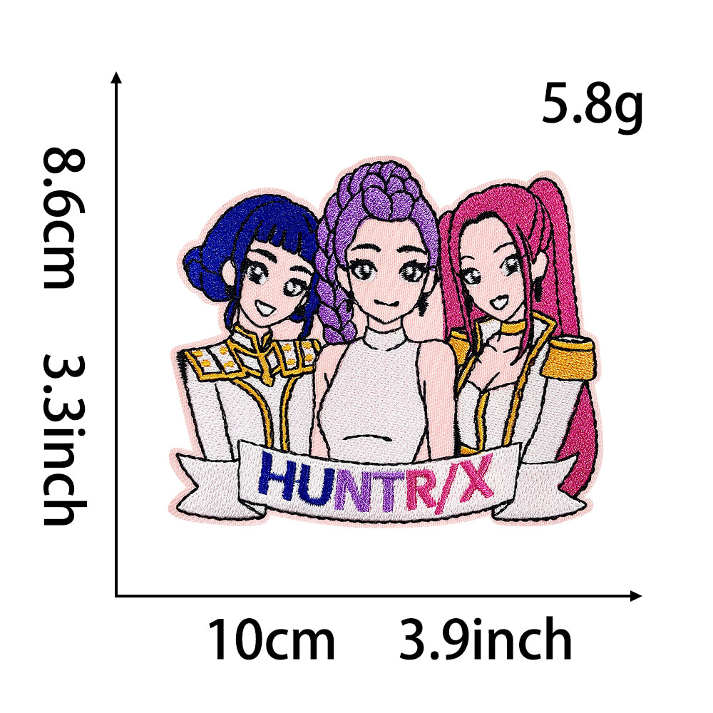 Anime Witch Hunt Girls Embroidery Patch, Dark Gothic Magic Letter Iron On Patches, Aesthetic Cartoon DIY Decorative Sticker for Clothes Backpack Bag