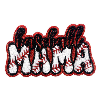 Baseball Mama Iron On Patches 15Pcs Red