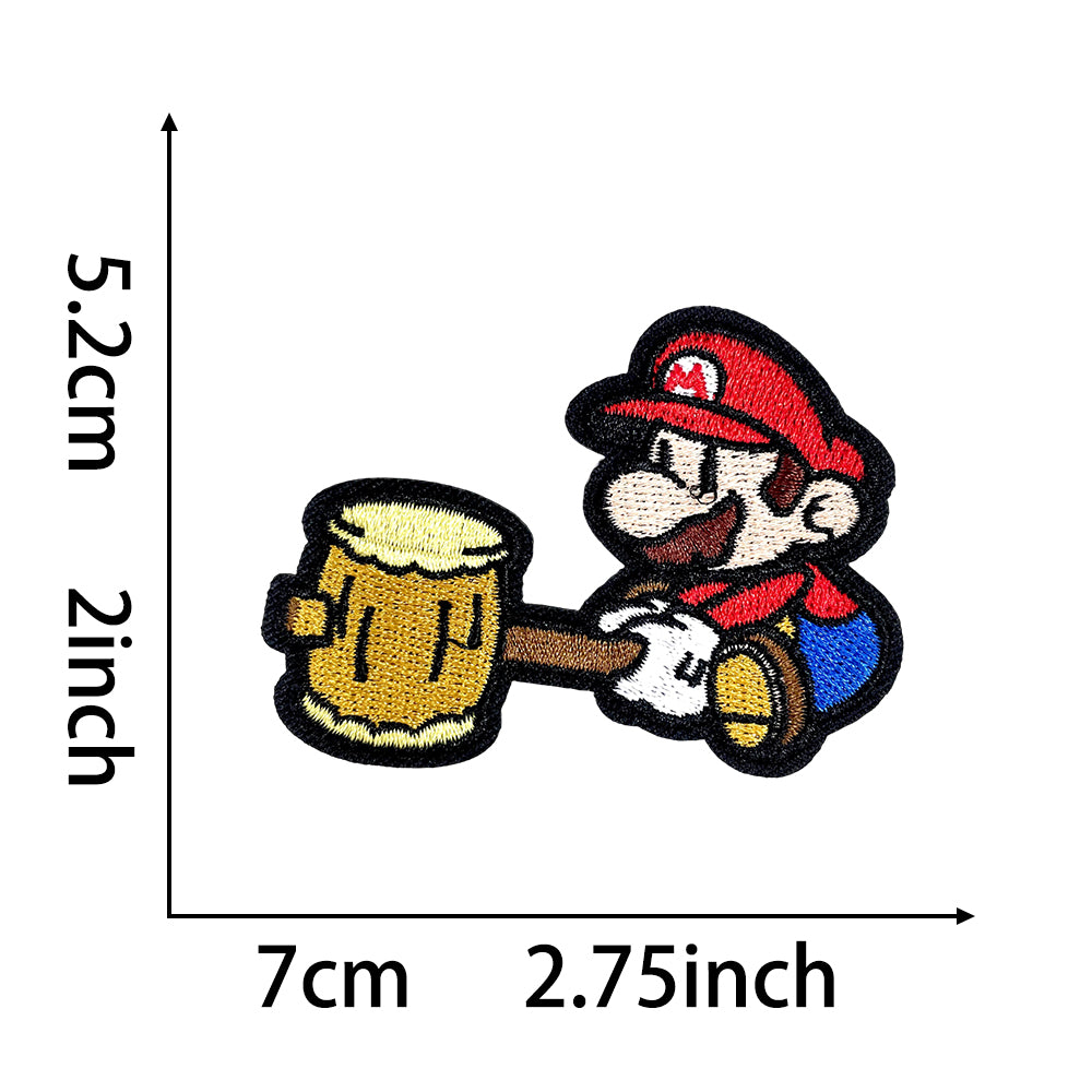 Super Mario Iron On Embroidery Patches 25Pcs, Cute Game Character Appliques, Cartoon Mario Luigi Kirby Bowser Mushroom Coin Star Badges for Clothing, Backpacks, Jackets & Hats, DIY Craft Decor