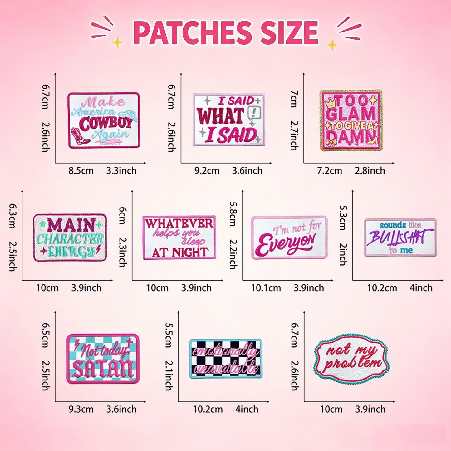 Patches Funny Phrases 10 Pcs Preppy Style Set