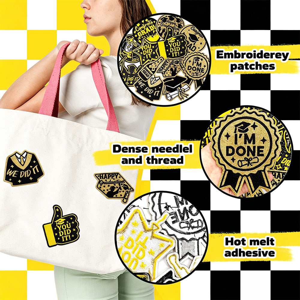 12Pcs Graduation Embroidered Iron-On Patches
