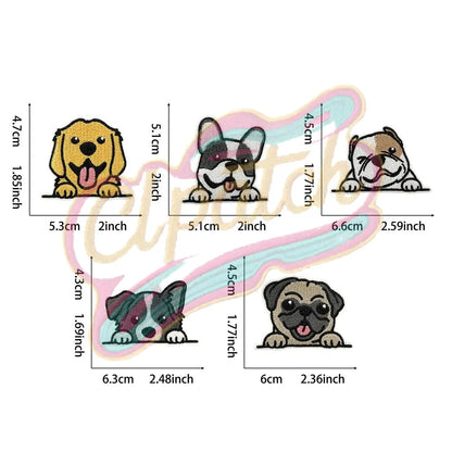 5 pcs Dog embroidery patch pins for bag & clothing - Clpatch