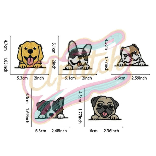 5 pcs Dog embroidery patch pins for bag & clothing - Clpatch