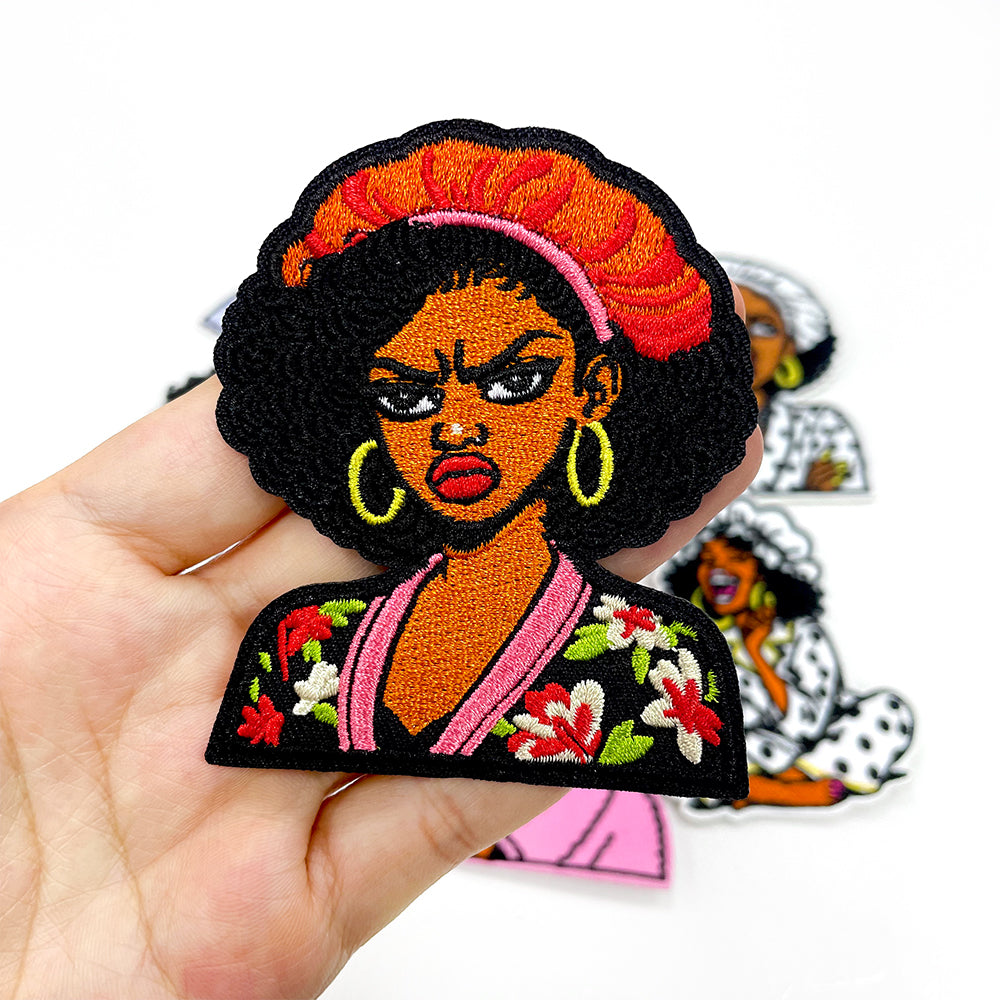 Black Women Iron On Embroidery Patches 12Pcs, Afro Girl Slogan Appliques, Embroidered Badges with That Girl, Black AF for Clothing, Backpacks, Jackets & Phone Cases, DIY Craft Decor