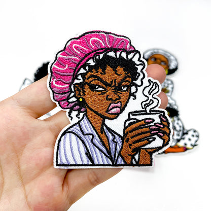 Black Women Iron On Embroidery Patches 12Pcs, Afro Girl Slogan Appliques, Embroidered Badges with That Girl, Black AF for Clothing, Backpacks, Jackets & Phone Cases, DIY Craft Decor