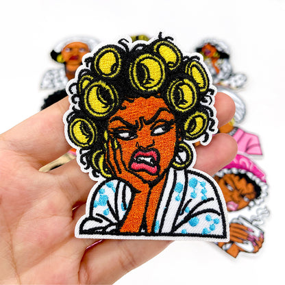 Black Women Iron On Embroidery Patches 12Pcs, Afro Girl Slogan Appliques, Embroidered Badges with That Girl, Black AF for Clothing, Backpacks, Jackets & Phone Cases, DIY Craft Decor