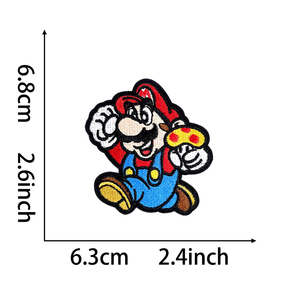 Super Mario Iron On Embroidery Patches 25Pcs, Cute Game Character Appliques, Cartoon Mario Luigi Kirby Bowser Mushroom Coin Star Badges for Clothing, Backpacks, Jackets & Hats, DIY Craft Decor