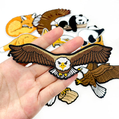 12Pcs Animal Iron On Patches Set, Panda Bald Eagle Red Fox Embroidery Appliques, Wildlife Sew On Patches for Jackets, Hats, Backpacks, Jeans DIY Clothing Decor