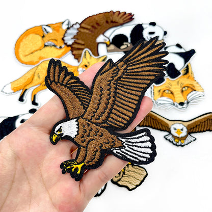 12Pcs Animal Iron On Patches Set, Panda Bald Eagle Red Fox Embroidery Appliques, Wildlife Sew On Patches for Jackets, Hats, Backpacks, Jeans DIY Clothing Decor