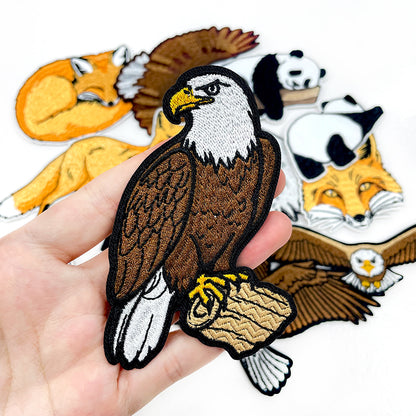12Pcs Animal Iron On Patches Set, Panda Bald Eagle Red Fox Embroidery Appliques, Wildlife Sew On Patches for Jackets, Hats, Backpacks, Jeans DIY Clothing Decor