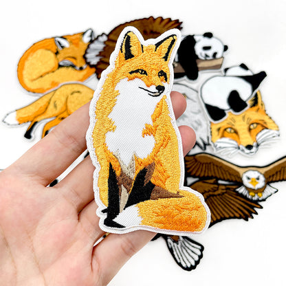 12Pcs Animal Iron On Patches Set, Panda Bald Eagle Red Fox Embroidery Appliques, Wildlife Sew On Patches for Jackets, Hats, Backpacks, Jeans DIY Clothing Decor