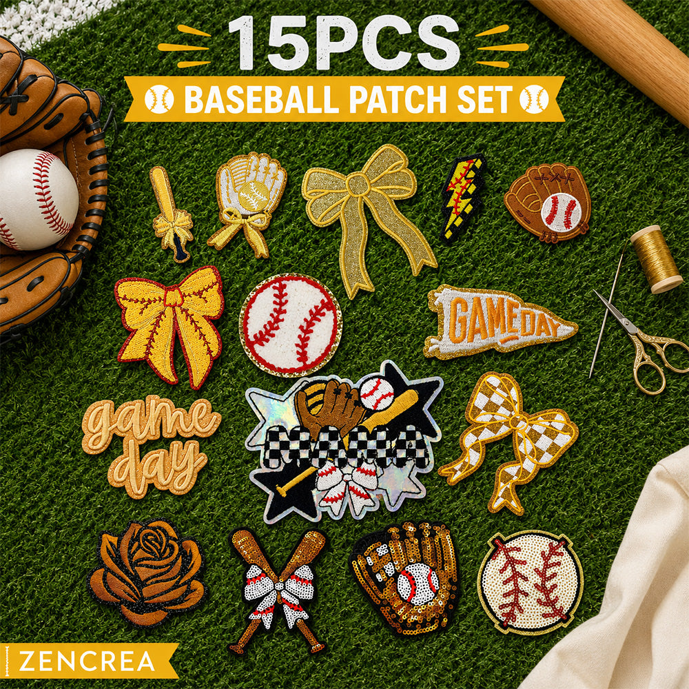 Baseball Iron On Patches Yellow 15Pcs