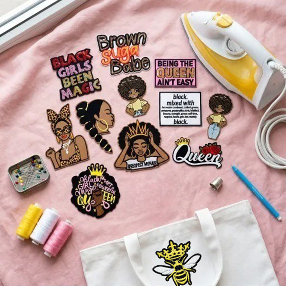 11Pcs Black Girl Iron-On Patches