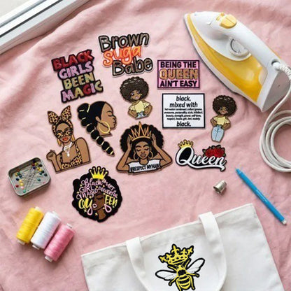 11Pcs Black Girl Iron-On Patches