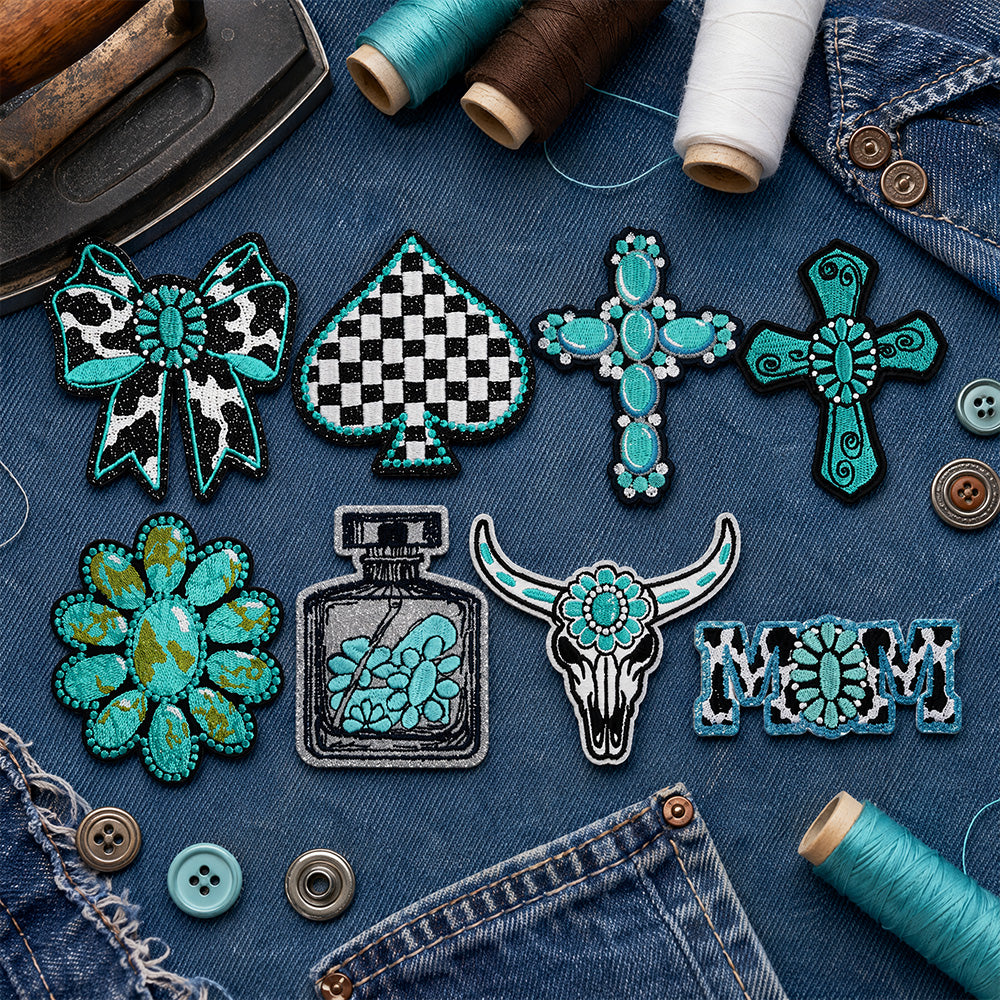 8Pcs Western Cowgirl Embroidered Patches