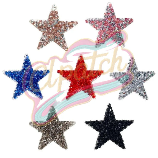 7 pcs Star Rhinestone embroidered iron on patches for clothes-Hat-Bag - Clpatch