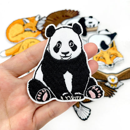 12Pcs Animal Iron On Patches Set, Panda Bald Eagle Red Fox Embroidery Appliques, Wildlife Sew On Patches for Jackets, Hats, Backpacks, Jeans DIY Clothing Decor