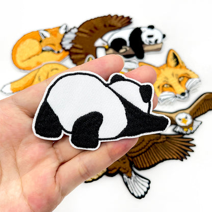 12Pcs Animal Iron On Patches Set, Panda Bald Eagle Red Fox Embroidery Appliques, Wildlife Sew On Patches for Jackets, Hats, Backpacks, Jeans DIY Clothing Decor