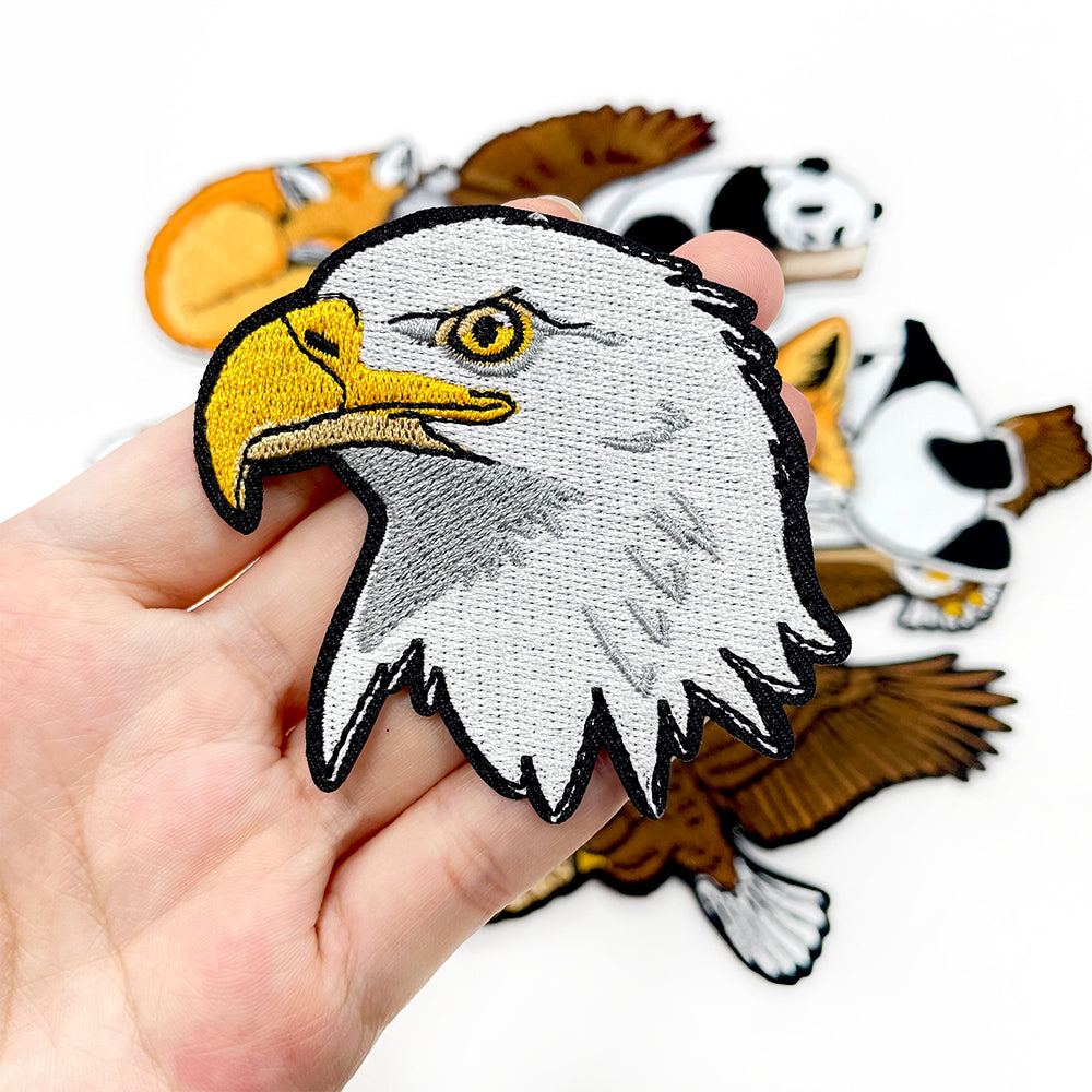 12Pcs Animal Iron On Patches Set, Panda Bald Eagle Red Fox Embroidery Appliques, Wildlife Sew On Patches for Jackets, Hats, Backpacks, Jeans DIY Clothing Decor