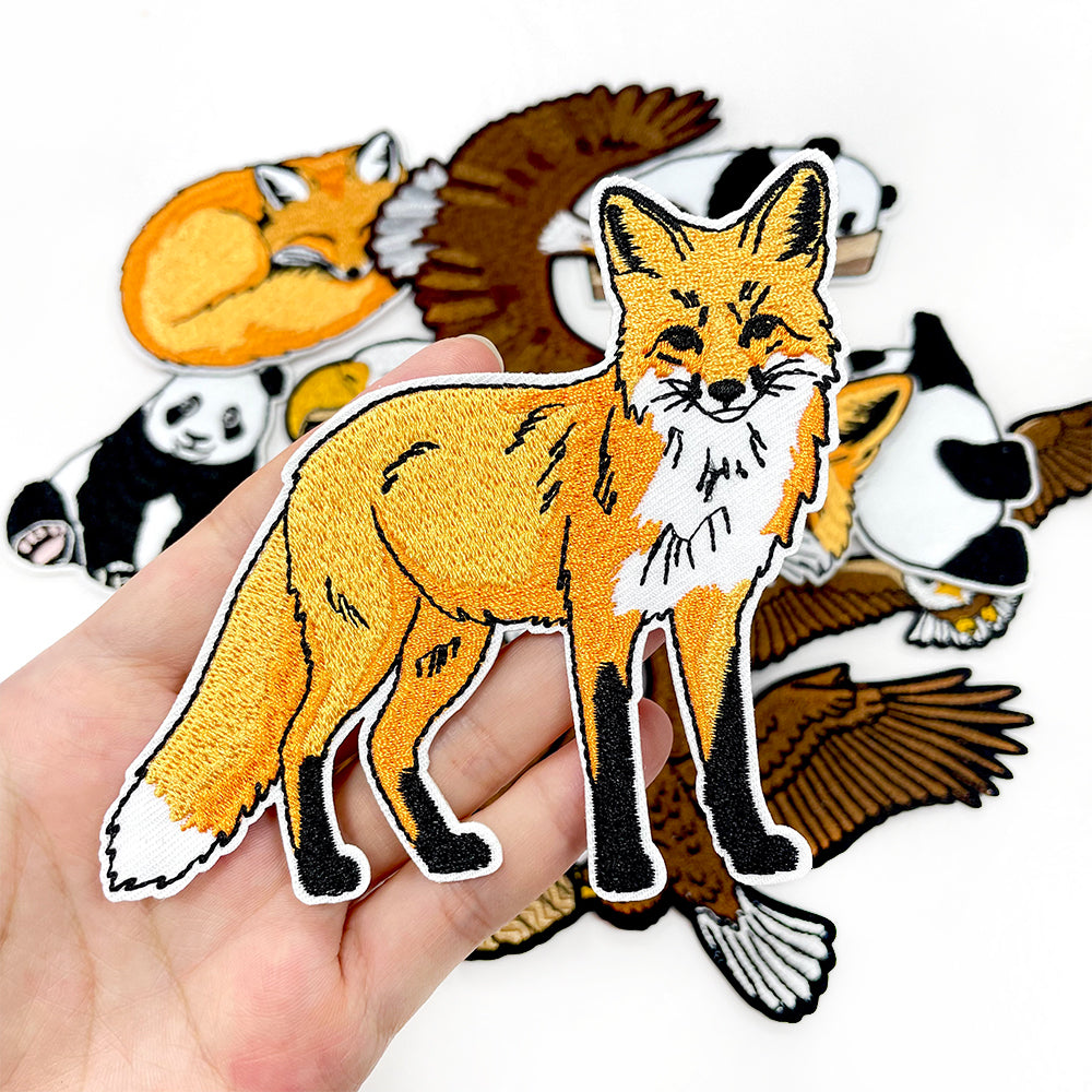 12Pcs Animal Iron On Patches Set, Panda Bald Eagle Red Fox Embroidery Appliques, Wildlife Sew On Patches for Jackets, Hats, Backpacks, Jeans DIY Clothing Decor