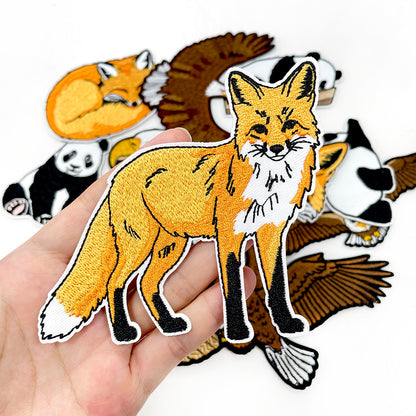 12Pcs Animal Iron On Patches Set, Panda Bald Eagle Red Fox Embroidery Appliques, Wildlife Sew On Patches for Jackets, Hats, Backpacks, Jeans DIY Clothing Decor