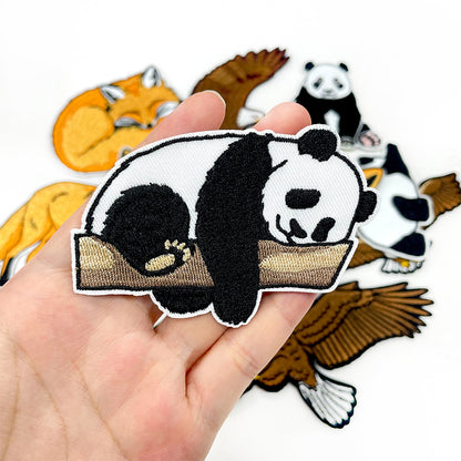 12Pcs Animal Iron On Patches Set, Panda Bald Eagle Red Fox Embroidery Appliques, Wildlife Sew On Patches for Jackets, Hats, Backpacks, Jeans DIY Clothing Decor