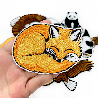 12Pcs Animal Iron On Patches Set, Panda Bald Eagle Red Fox Embroidery Appliques, Wildlife Sew On Patches for Jackets, Hats, Backpacks, Jeans DIY Clothing Decor