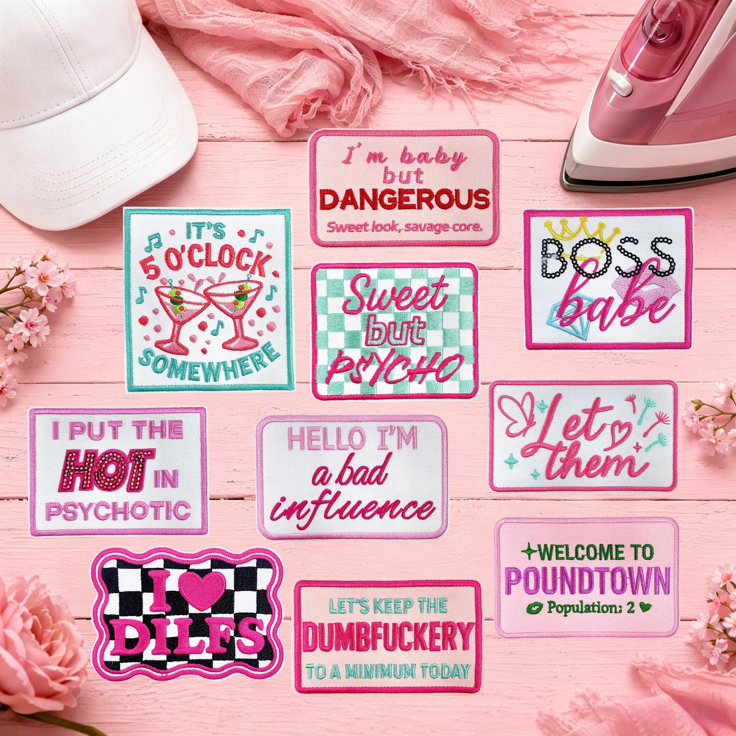 Patches Funny Words 10 Pcs Preppy Style Set