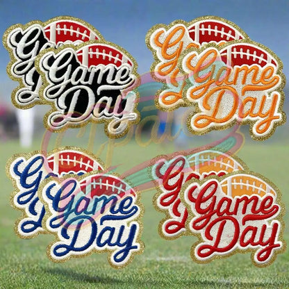 8 pcs Football Game Day chenille adhesive patch with a gold border - Clpatch